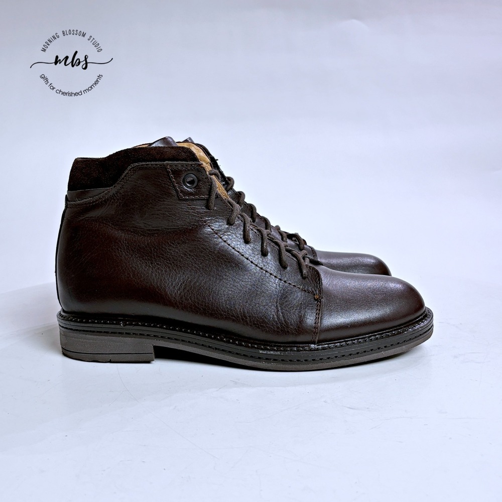 Doppelgänger Roma Made in Italy Leather Lace Up Ankle Boots Brown Men 7.5‎